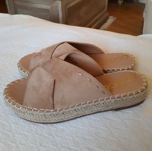 Faux suede sandals
